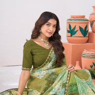 Laxmipati Ishita Green Floral Printed Chiffon Saree
