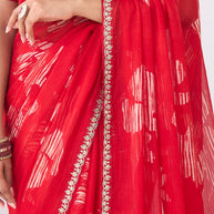 Laxmipati Ishita Maroon Abstract Chiffon Printed Saree