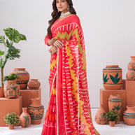 Laxmipati Ishita Red Ikkat Printed Chiffon Saree