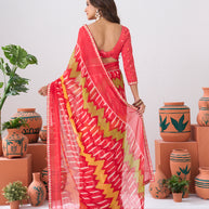 Laxmipati Ishita Red Ikkat Printed Chiffon Saree
