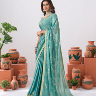 Laxmipati Ishita Blue Geometric Printed Silk Saree