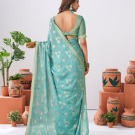 Laxmipati Ishita Blue Geometric Printed Silk Saree