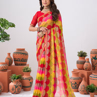 Laxmipati Ishita Multicolor Geometric Printed Chiffon Saree