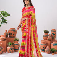 Laxmipati Ishita Multicolor Geometric Printed Chiffon Saree