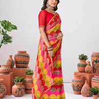 Laxmipati Ishita Multicolor Geometric Printed Chiffon Saree