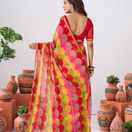 Laxmipati Ishita Multicolor Geometric Printed Chiffon Saree