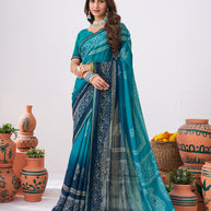 Laxmipati Ishita Blue Floral Printed Georgette Saree
