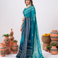 Laxmipati Ishita Blue Floral Printed Georgette Saree