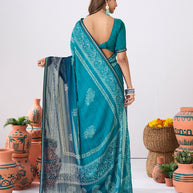 Laxmipati Ishita Blue Floral Printed Georgette Saree