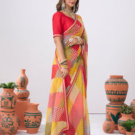 Laxmipati Ishita Multicolor Geometric Printed Chiffon Saree