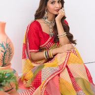 Laxmipati Ishita Multicolor Geometric Printed Chiffon Saree