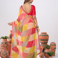 Laxmipati Ishita Multicolor Geometric Printed Chiffon Saree