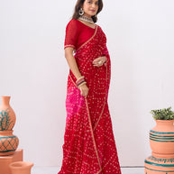 Laxmipati Ishita Red Bandhani Printed Silk Saree
