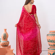 Laxmipati Ishita Red Bandhani Printed Silk Saree