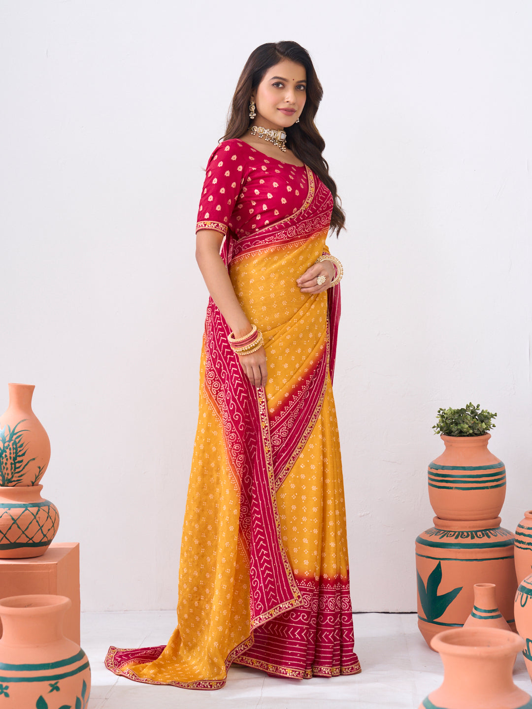 Laxmipati Ishita Mustard Floral Printed Silk Saree