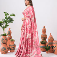 Laxmipati Ishita Pink Floral Printed Silk Saree