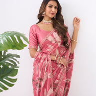 Laxmipati Ishita Pink Floral Printed Silk Saree