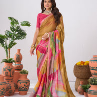 Laxmipati Ishita Multicolor Abstract Printed Chiffon Saree