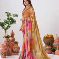 Laxmipati Ishita Multicolor Abstract Printed Chiffon Saree