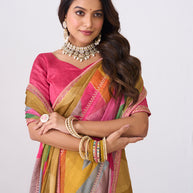 Laxmipati Ishita Multicolor Abstract Printed Chiffon Saree