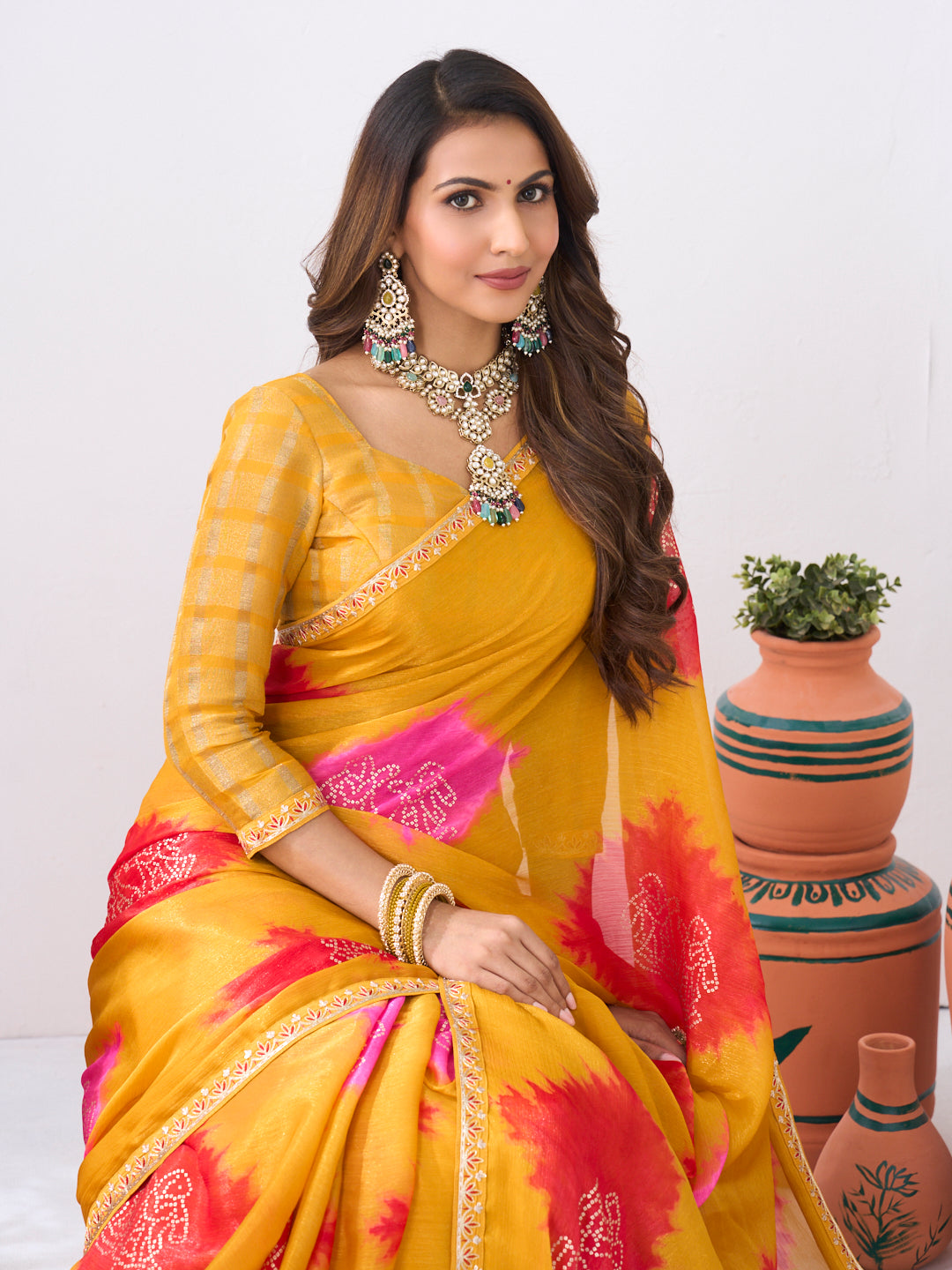 Laxmipati Ishita Mustard Floral Printed Silk Saree