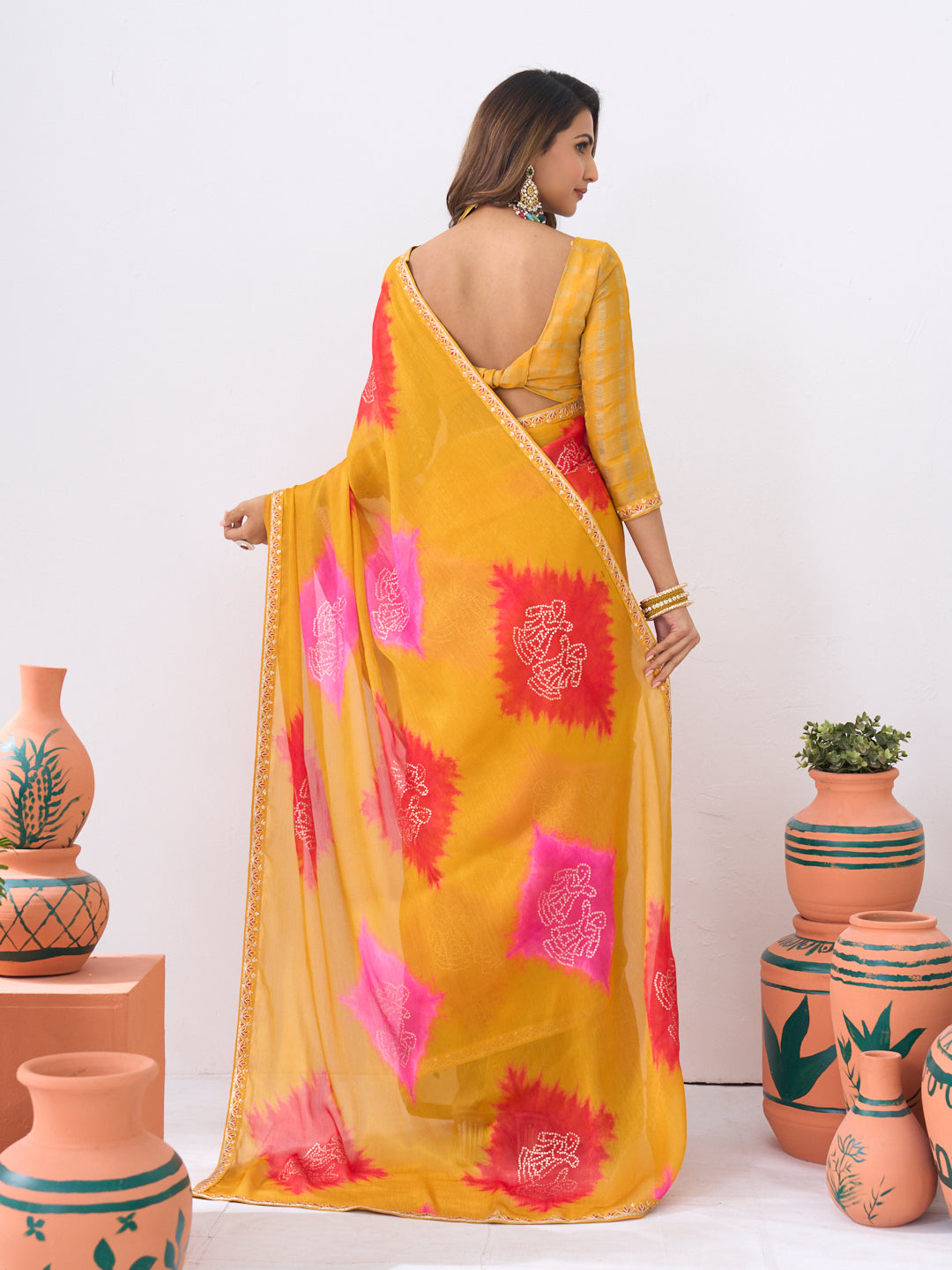 Laxmipati Ishita Mustard Floral Printed Silk Saree