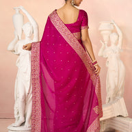 Laxmipati Kesaar Bhog Silk Floral Embroidered Saree in Magenta Color