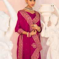 Laxmipati Kesaar Bhog Silk Floral Embroidered Saree in Magenta Color