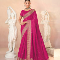 Laxmipati Kesaar Bhog Silk Floral Embroidered Saree in Magenta Color