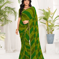 Laxmipati Purnima Geometric Georgette Printed Saree in Green Color