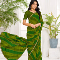 Laxmipati Purnima Geometric Georgette Printed Saree in Green Color