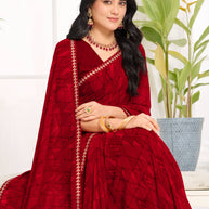 Laxmipati Purnima Geometric Georgette Printed Saree in Red Color