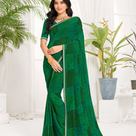 Laxmipati Purnima Geometric Georgette Printed Saree in Green Color