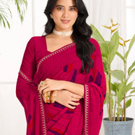 Laxmipati Purnima Geometric Georgette Printed Saree in Pink Color