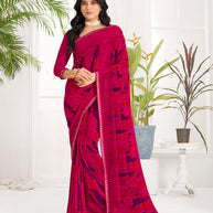 Laxmipati Purnima Geometric Georgette Printed Saree in Pink Color