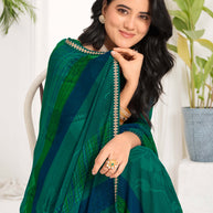 Laxmipati Purnima Geometric Georgette Printed Saree in Green Color