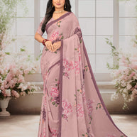 Laxmipati Basundi Floral Georgette Printed Saree in Lavender Color