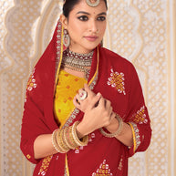 Laxmipati Ghoomar Maroon Georgette Floral Printed Saree
