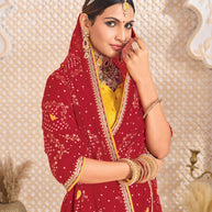 Laxmipati Ghoomar Maroon Georgette Floral Printed Saree