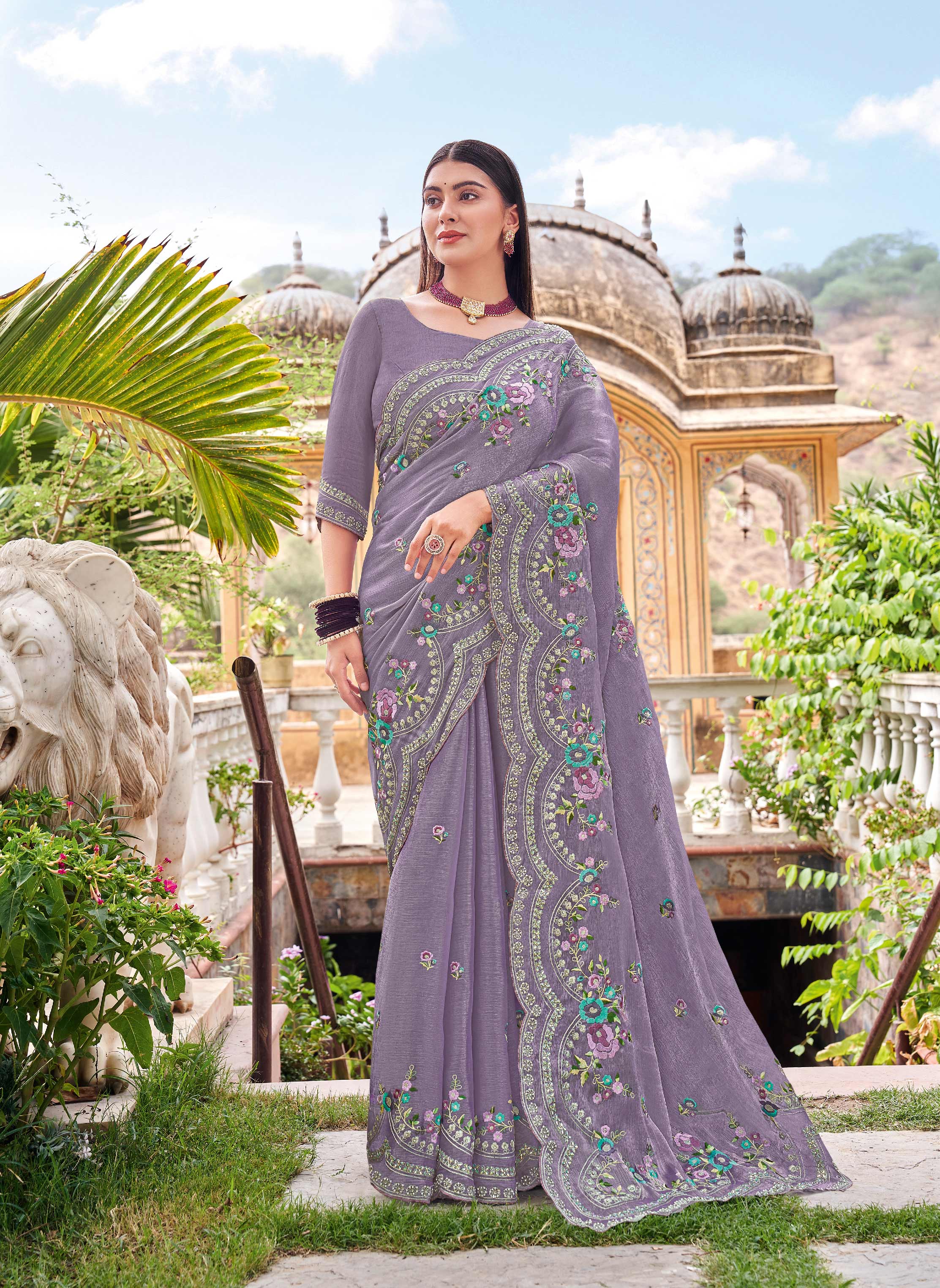 Purple Chiffon Saree