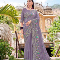 Purple Chiffon Saree