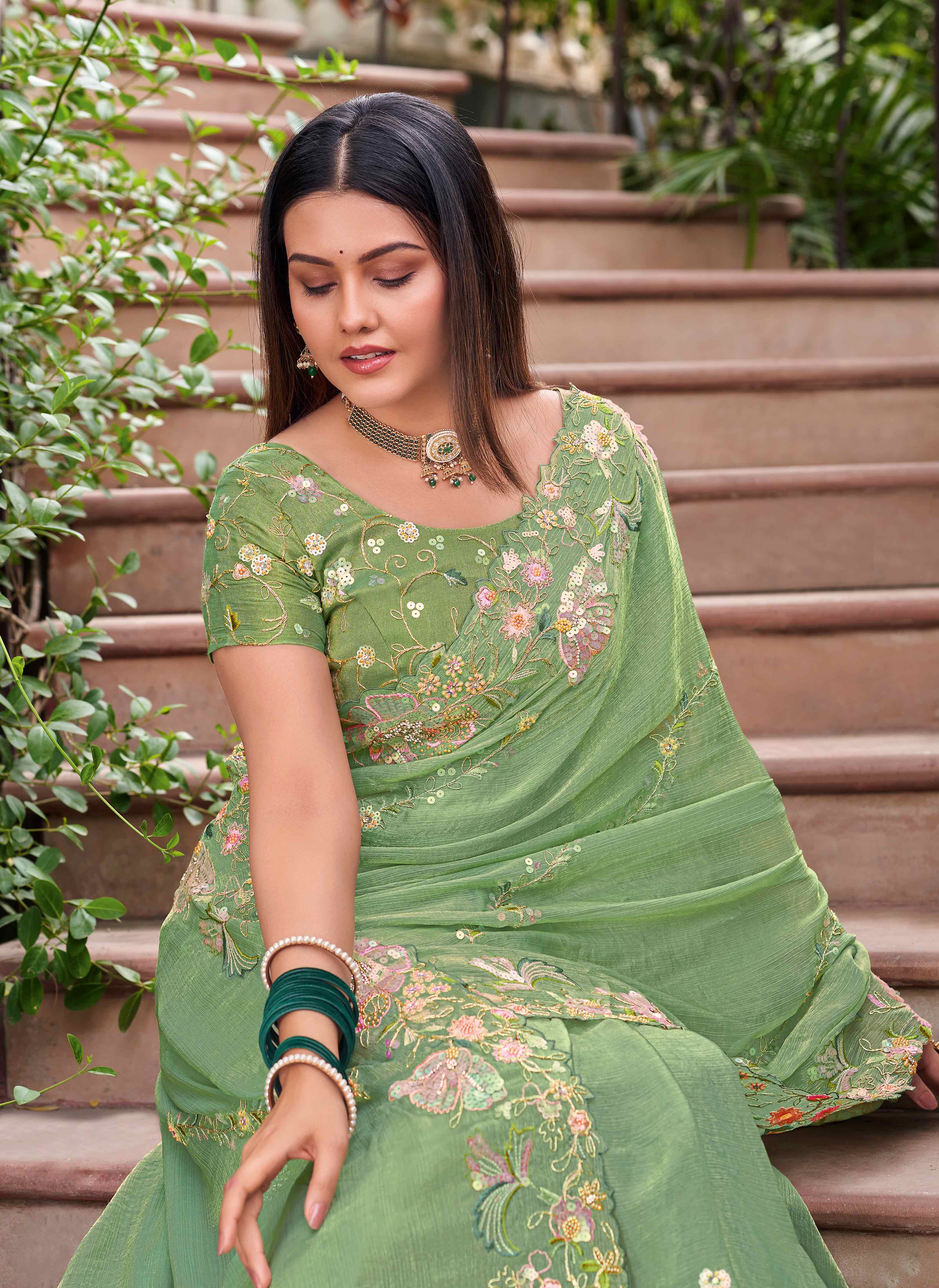 Sequin and Stone Work Saree