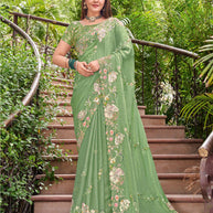 Green Chiffon Saree