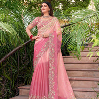 Pink Dual-Tone Chiffon Saree