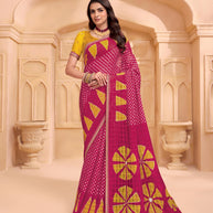 Laxmipati Tohfa Bandhani Printed Chiffon Saree in Pink Color
