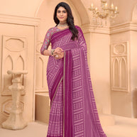 Laxmipati Tohfa Bandhani Printed Chiffon Saree in Purple Color