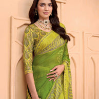 Laxmipati Tohfa Floral Printed Silk Saree in Green Color