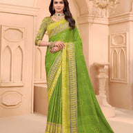 Laxmipati Tohfa Floral Printed Silk Saree in Green Color