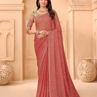 Laxmipati Tohfa Bandhani Printed Silk Saree in Orange Color