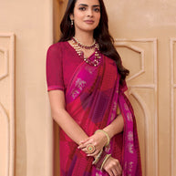 Laxmipati Tohfa Abstract Printed Georgette Saree in Pink Color